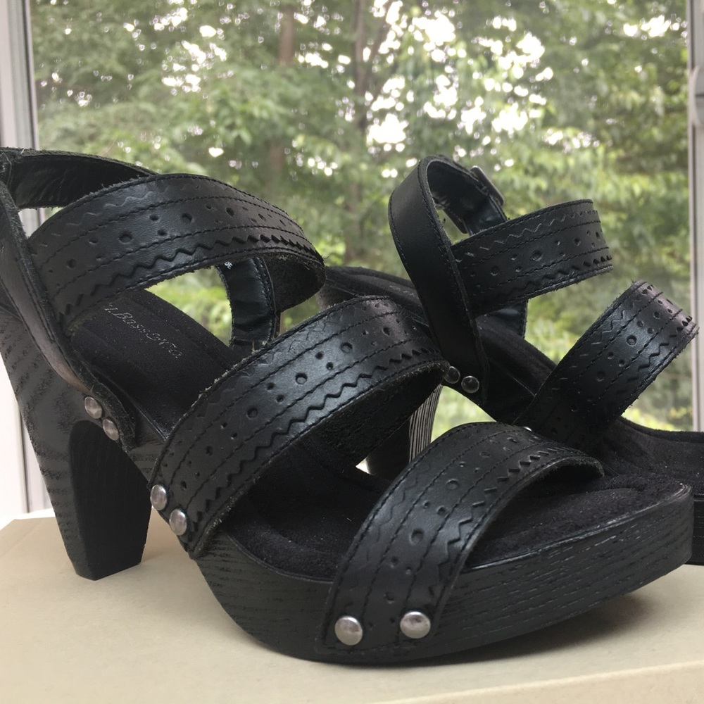 G.H. Bass black leather studded heels Size 5